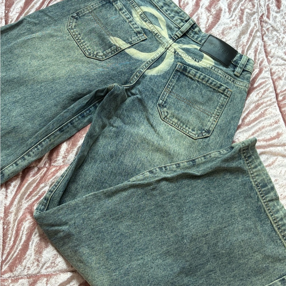 Princess Polly Baggy Blue Denim Jeans with Bow Detail